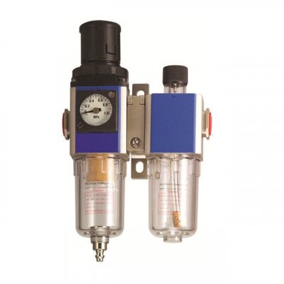 Фильтр-влагоотделитель РМ-87432 с регулятором давления, манометром и лубрикатором 1/4, 5 мкм, 9 бар