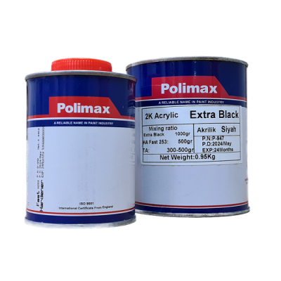 Эмаль акриловая Polimax 2К, черная, комплект (1 + 0.5 кг)