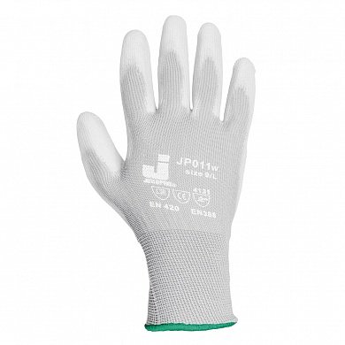 Перчатки Jeta Safety нейлоновые с полиуретановым покрытием, белые, L, JP011W-9