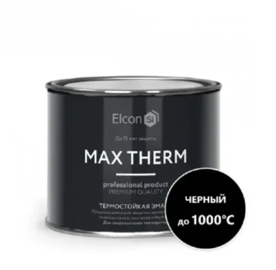 Эмаль термостойкая Elcon Max Therm, черная, до 1000°С, 0.4 кг