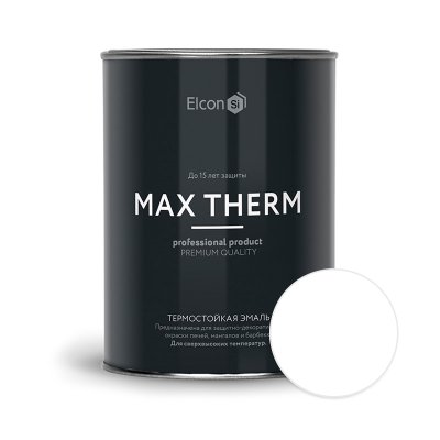 Эмаль термостойкая Elcon Max Therm, белая, до 400 °С, 0.8 кг