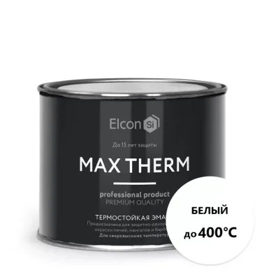 Эмаль термостойкая Elcon Max Therm, белая, до 400 °С, 0.4 кг