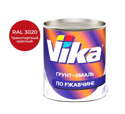 Грунт-эмаль Vika по ржавчине, транспортный красный RAL 3020, 0.9 кг