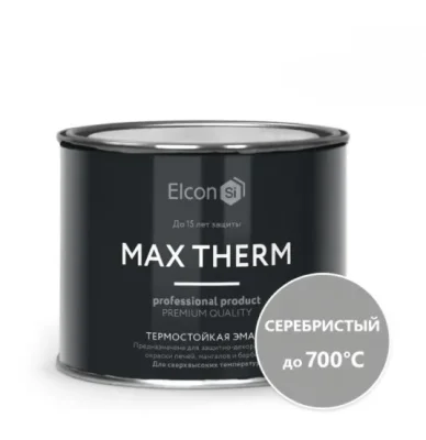 Эмаль термостойкая Elcon Max Therm, серебристая, до 700°С, 0.4 кг