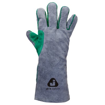 Перчатка сварщика Jeta Safety Ferrus Max из спилковой кожи, серо-зеленые, XL