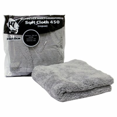 Салфетка микрофибровая Soft Cloth H7, серая, 40*40см