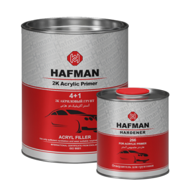 Грунт-наполнитель акриловый Hafman 4+1 HS 2K, серый, 1л + 0.25л (комплект)