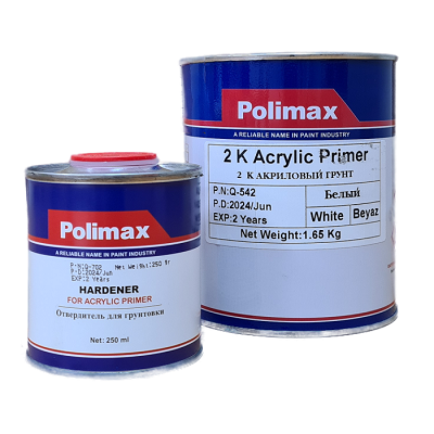 Грунт 2К акриловый 4+1 HS Polimax, белый, 1 л+0.25 л (комплект)