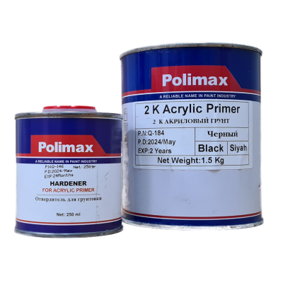 Грунт 2К акриловый 4+1 HS Polimax, черный, 1 л+ 0.25 л (комплект)